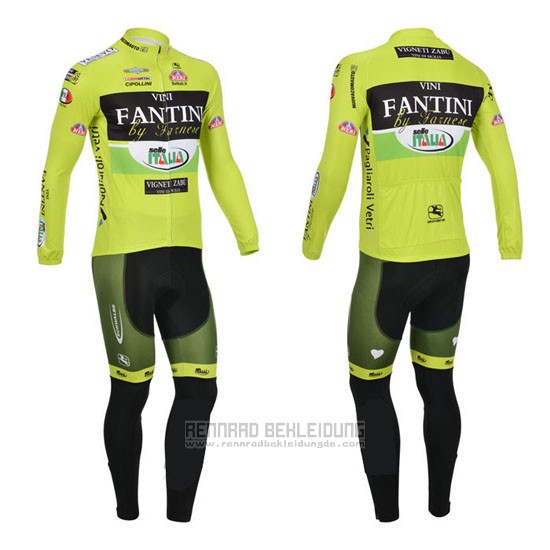 2013 Fahrradbekleidung Vini Fantini Grun und Shwarz Trikot Langarm und Tragerhose